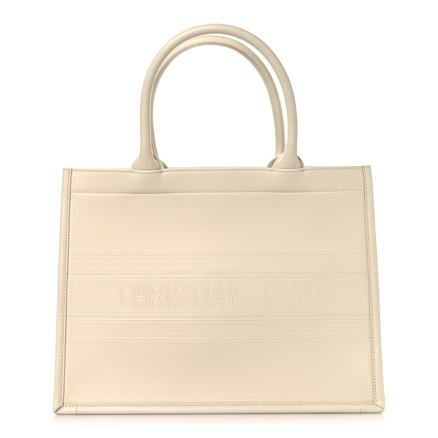 Christian Dior Calfskin Embossed Medium Book Tote Ivory 1 of 13