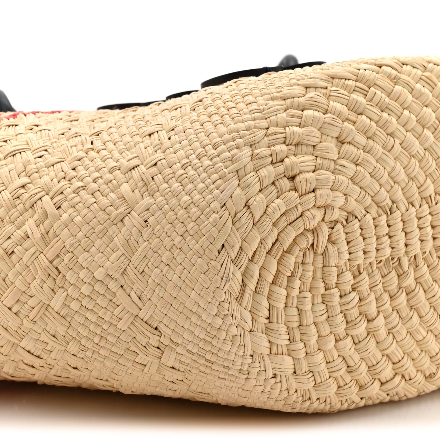 Calfskin Raffia Paulas Ibiza Small Anagram Basket Tote Bag Natural Blue