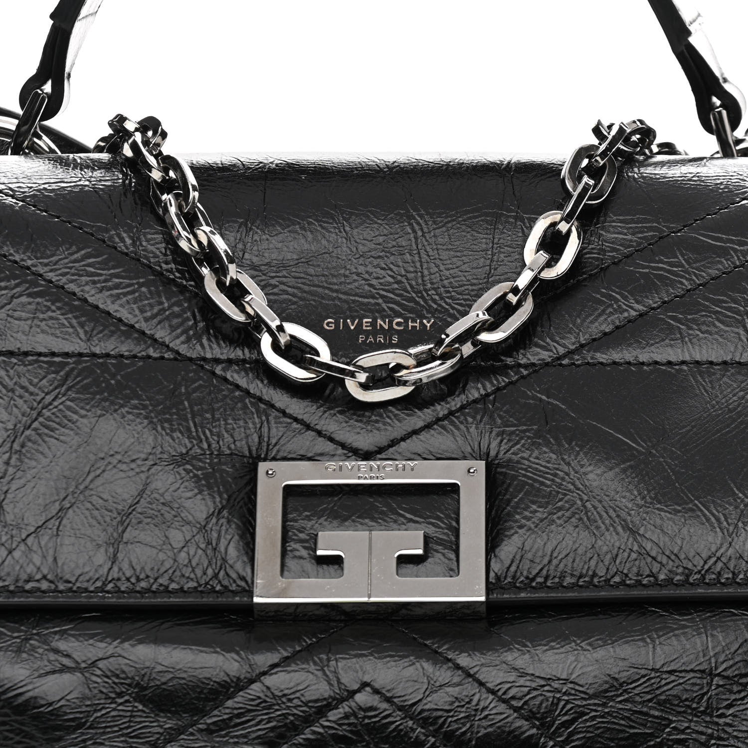 Givenchy Creased Patent Calfskin Medium ID Flap Black 7 of 9