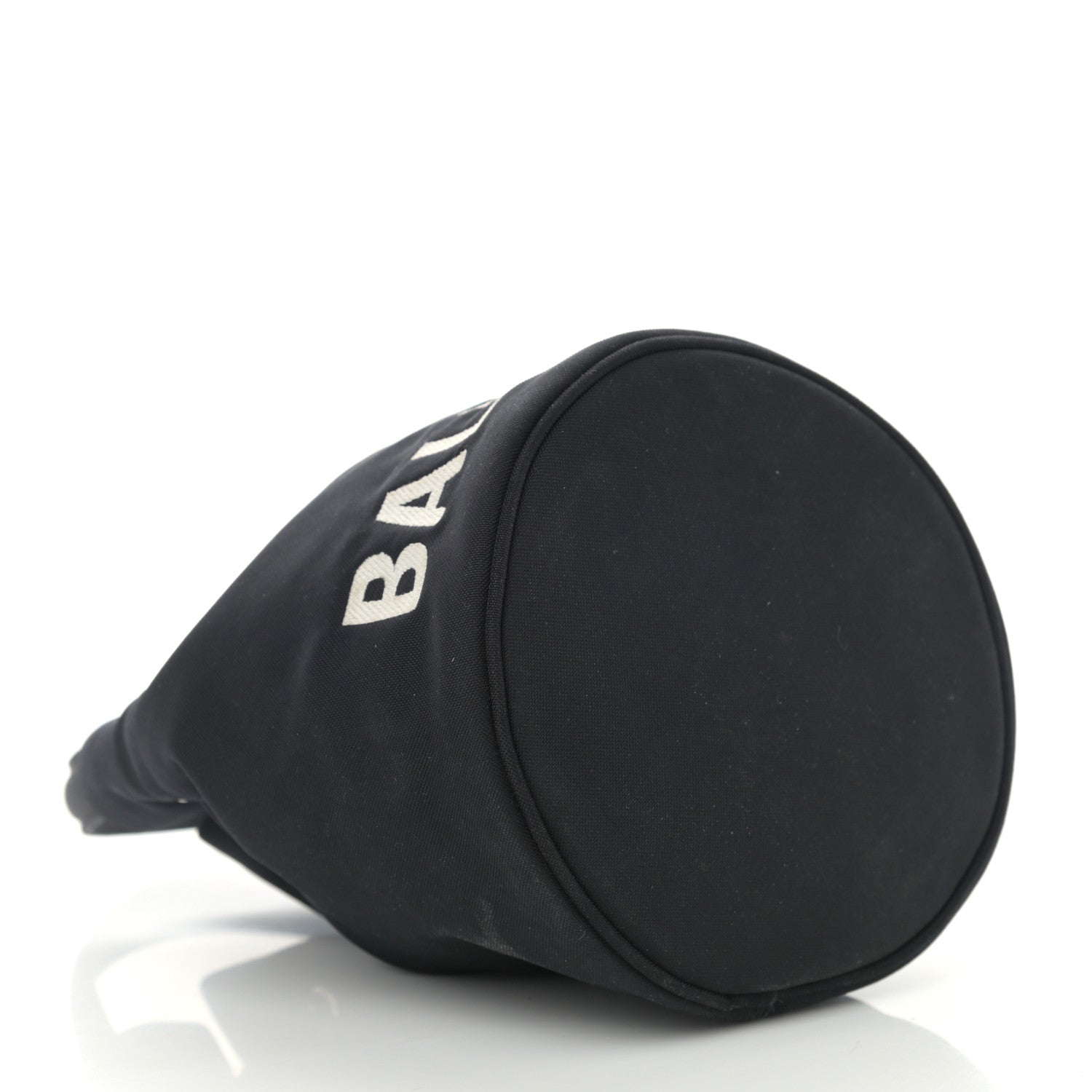 Balenciaga Recycled Sport Nylon Logo Embroidered Wheel Drawstring Bucket Bag XS Black 4 of 12