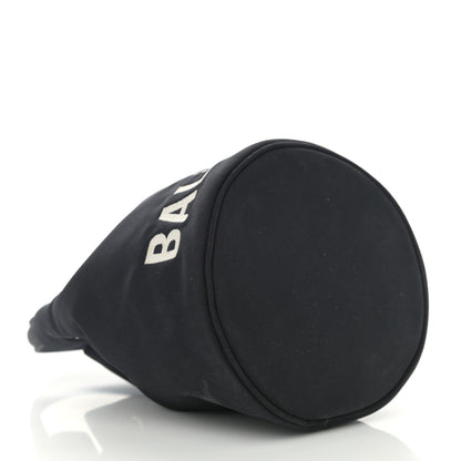 Balenciaga Recycled Sport Nylon Logo Embroidered Wheel Drawstring Bucket Bag XS Black 4 of 12