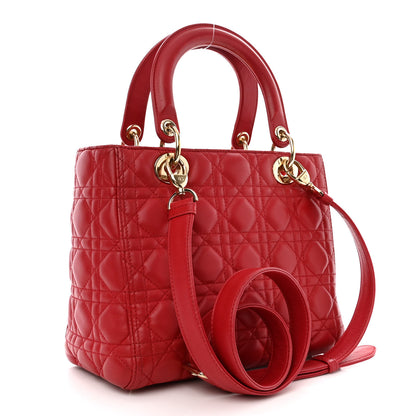 Christian Dior Lambskin Cannage Medium Lady Dior Red 3 of 10