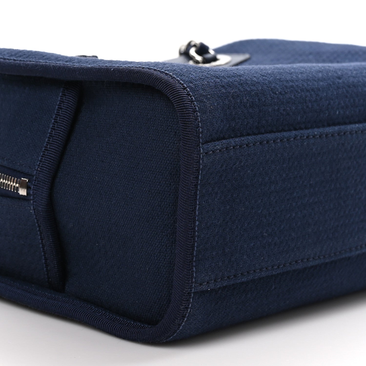 Chanel Mixed Fibers Small Deauville Bowling Bag Navy Blue 8 of 9