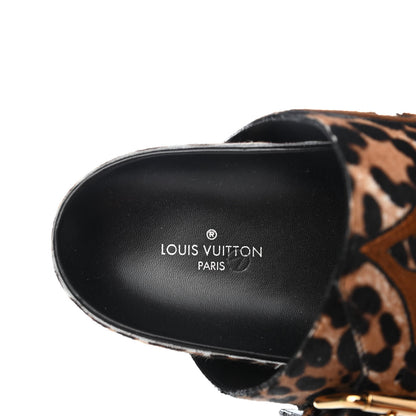 Louis Vuitton Calfskin Pony Hair Leopard Bom Dia Mule Sandals 37 Cognac Brown 8 of 8