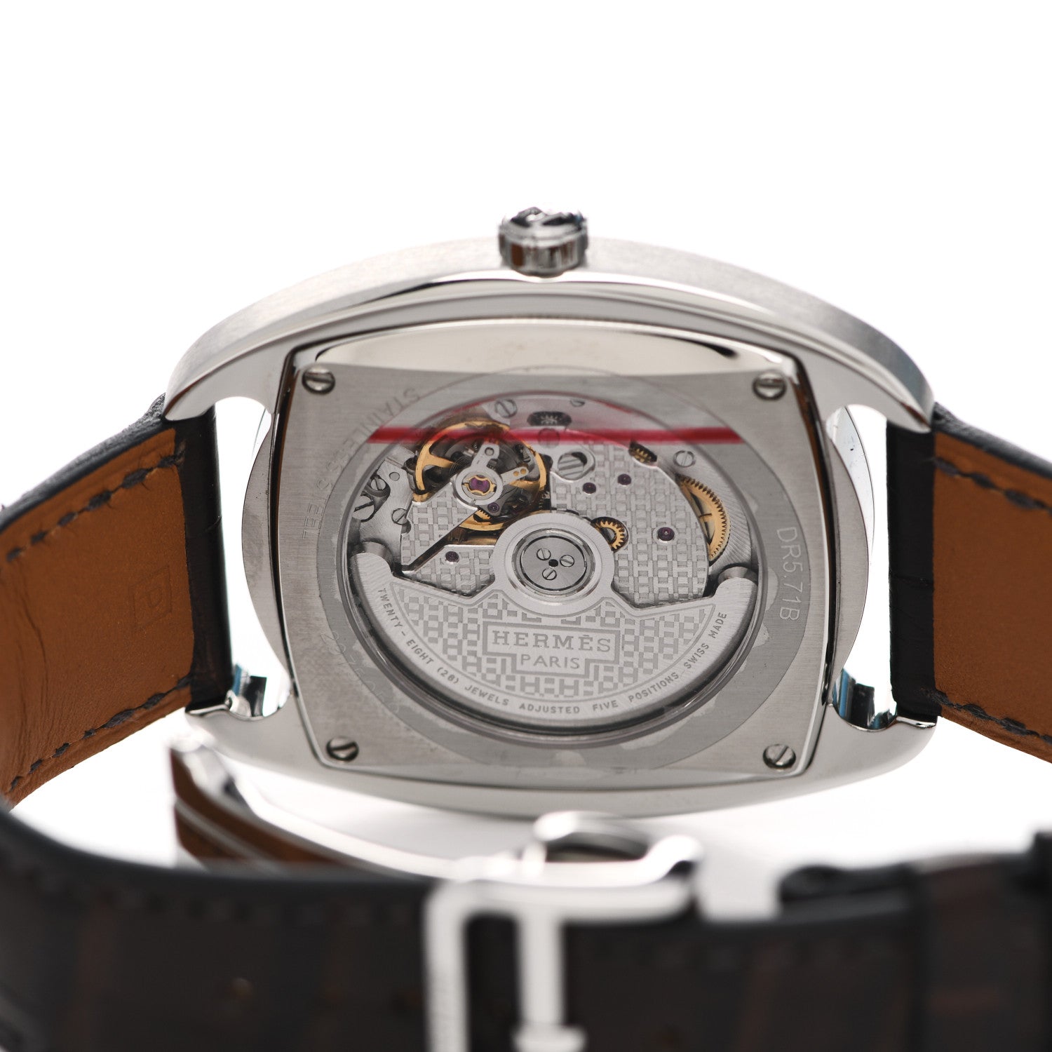 Hermes Stainless Steel Alligator 40.5mm Dressage Quantieme Automatic Watch Noir 4 of 5