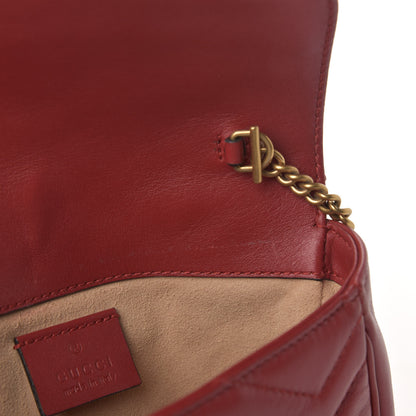 Gucci Calfskin Matelasse Super Mini GG Marmont Shoulder Bag Hibiscus Red 8 of 13