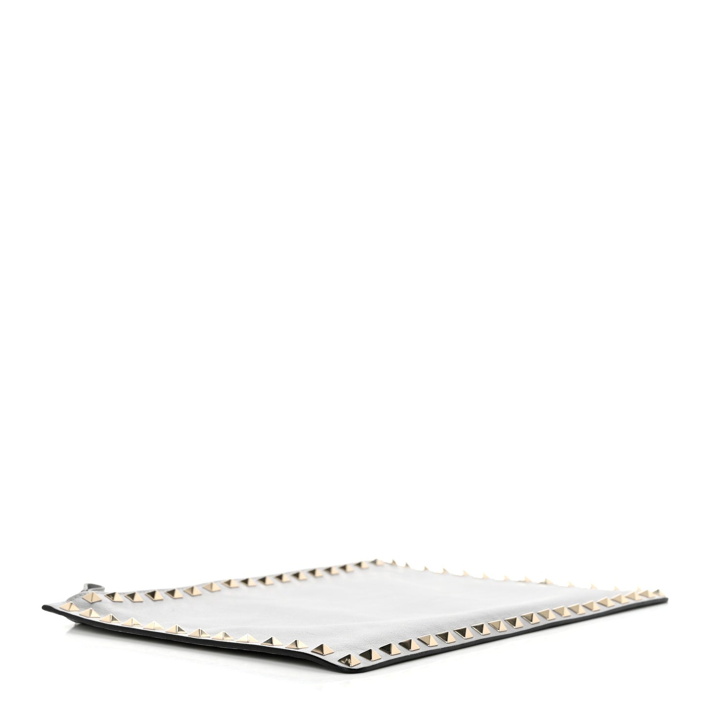 Vitello Large Rockstud Zip Pouch Pastel Grey