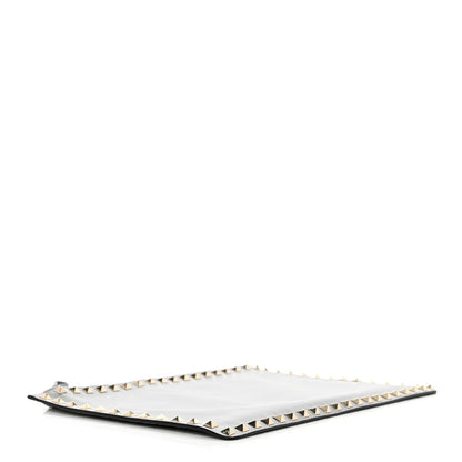 Valentino Garavani Vitello Large Rockstud Zip Pouch Pastel Grey 4 of 7