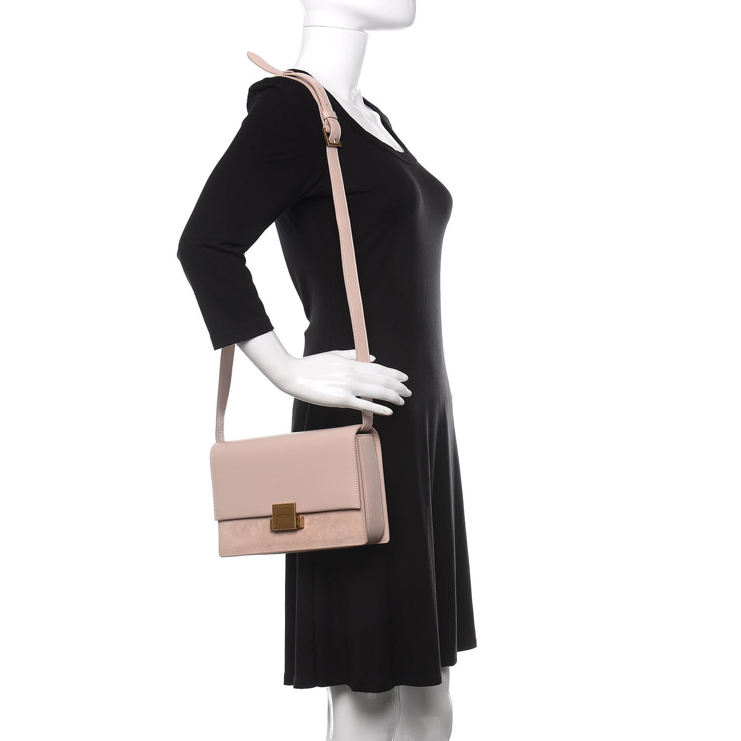 Smooth Calfskin Suede Medium Bellechasse Bag Marble Pink