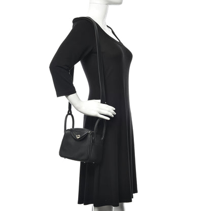 Hermes Taurillon Clemence Mini Lindy 20 Black 2 of 10