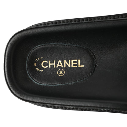 Chanel Lambskin Cha-Nel Mule Sandals 39.5 Black Multicolor 7 of 11