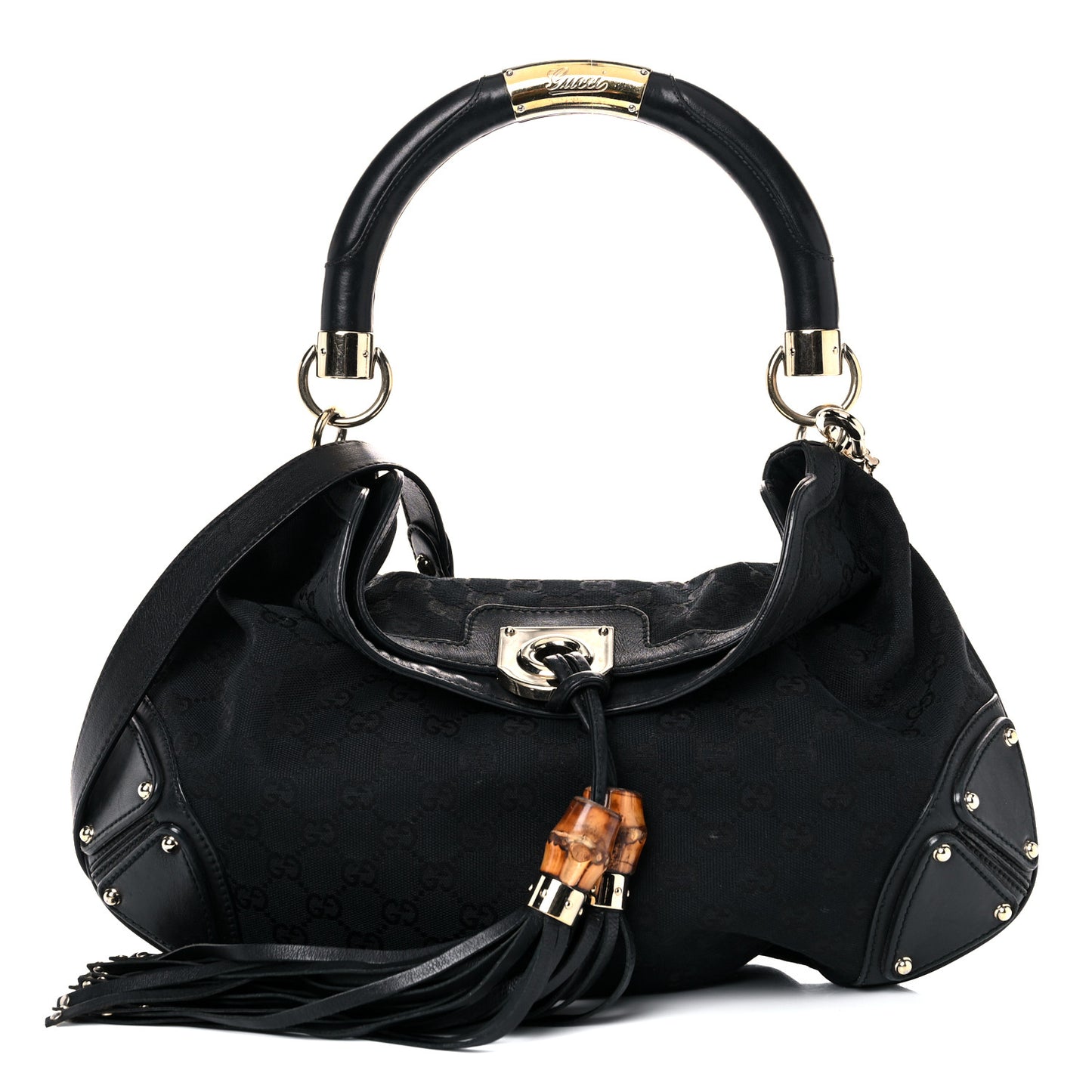 Monogram Medium Indy Top Handle Hobo Black