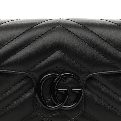 Gucci Calfskin Matelasse Monochrome GG Marmont Chain Belt Bag Black 7 of 11