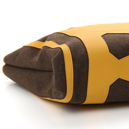 Hermes Canvas Calfskin Petit H Monsieur B Bag Jaune 7 of 8