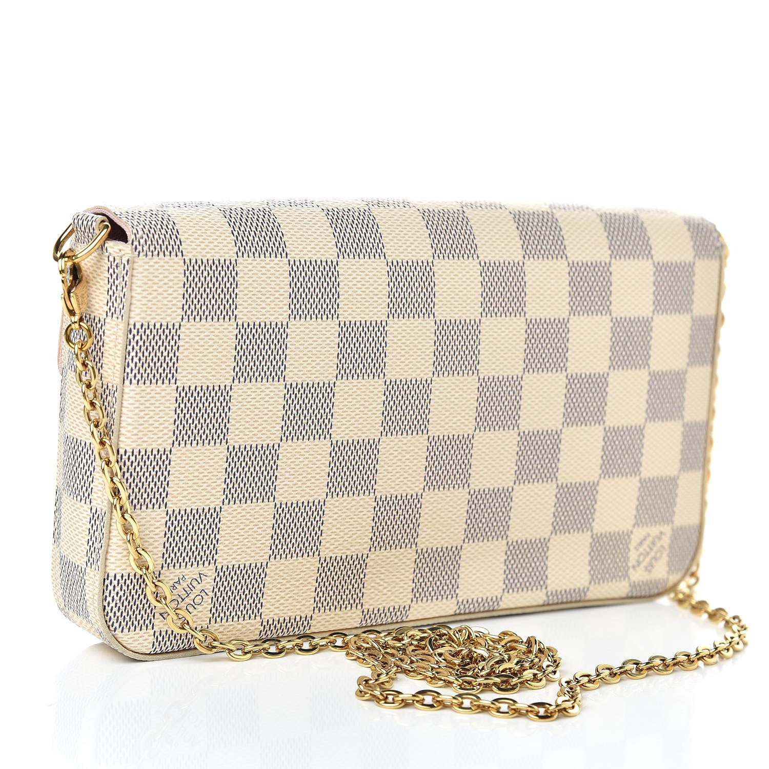 Louis Vuitton Damier Azur Pochette Felicie Chain Wallet Rose Ballerine 3 of 11