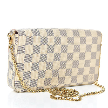 Louis Vuitton Damier Azur Pochette Felicie Chain Wallet Rose Ballerine 3 of 11