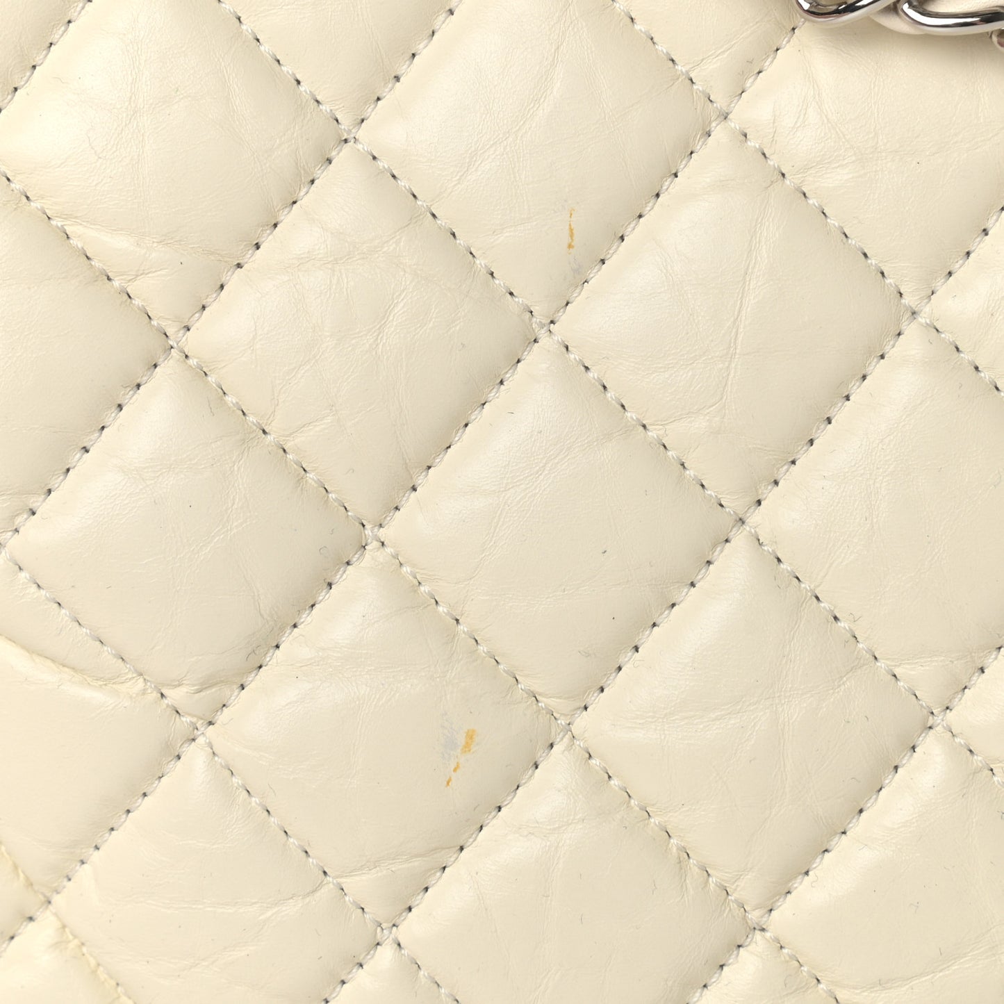 Aged Calfskin Quilted Be CC Tote Dark White