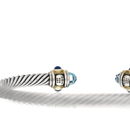 David Yurman Sterling Silver 14K Yellow Gold Blue Topaz Lapis Lazuli 5mm Cable Renaissance Bracelet 4 of 4