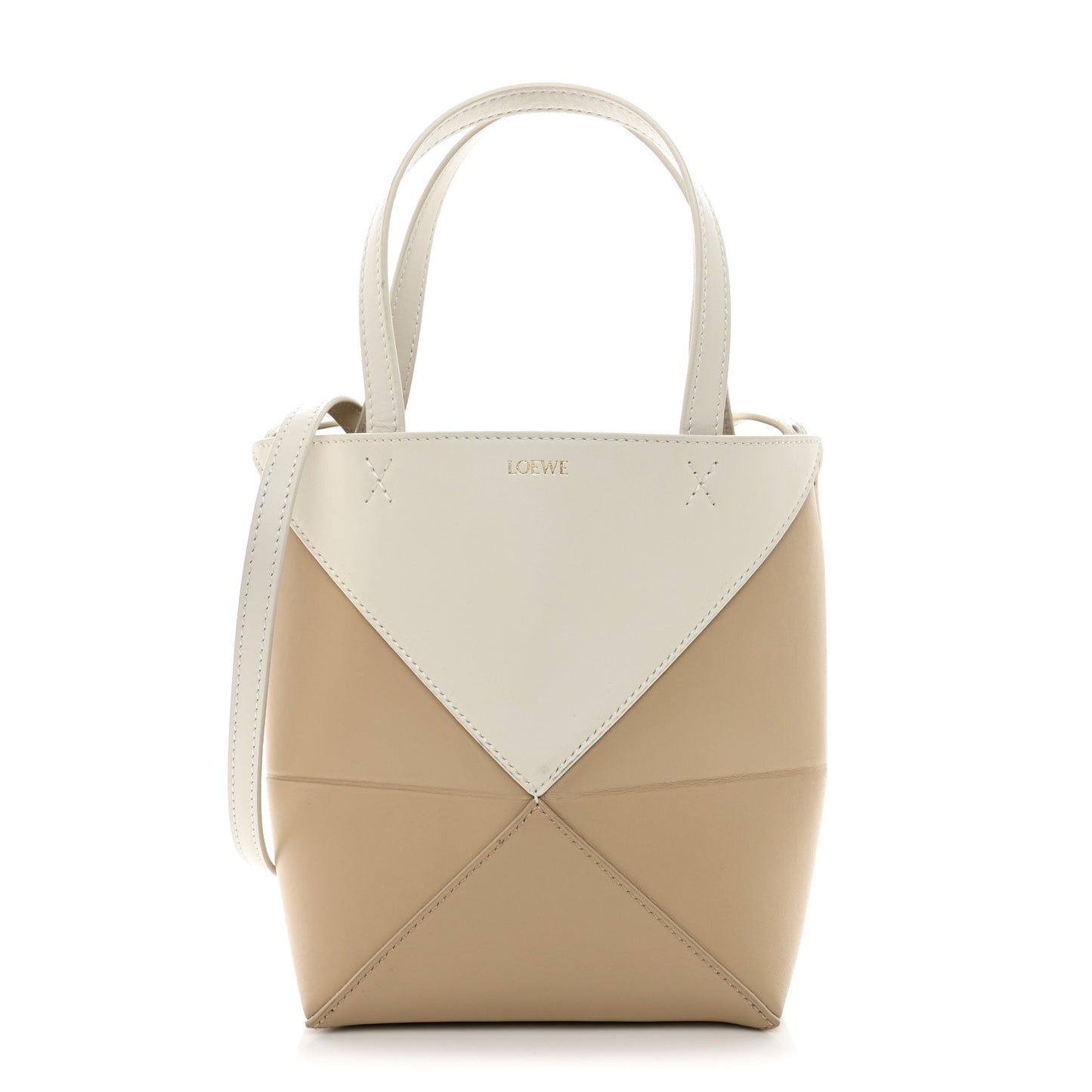 Shiny Calfskin Mini Puzzle Fold Tote Soft White Paper Craft
