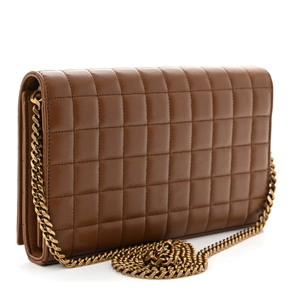 Saint Laurent Lambskin Carre Quilted Cassandre Chain Wallet Fox 3 of 11