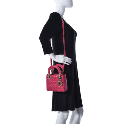 Christian Dior Lambskin Cannage Mini Lady Dior Fuchsia 2 of 10