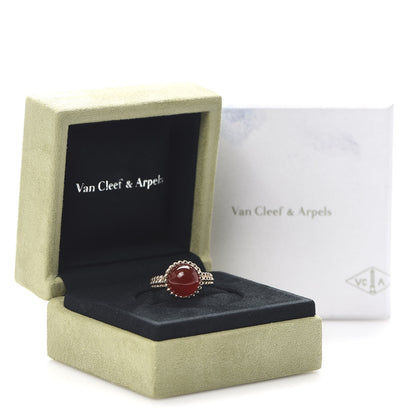 Van Cleef & Arpels 18K Rose Gold Carnelian Perlee Couleurs Ring 52 6 8 of 8