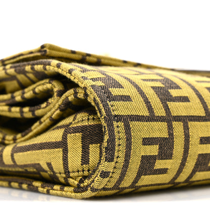 Fendi x FRGMT Woven Fabric Jacquard FF Embroidered Baguette Foldable Tote Tobacco Mimosa 11 of 12