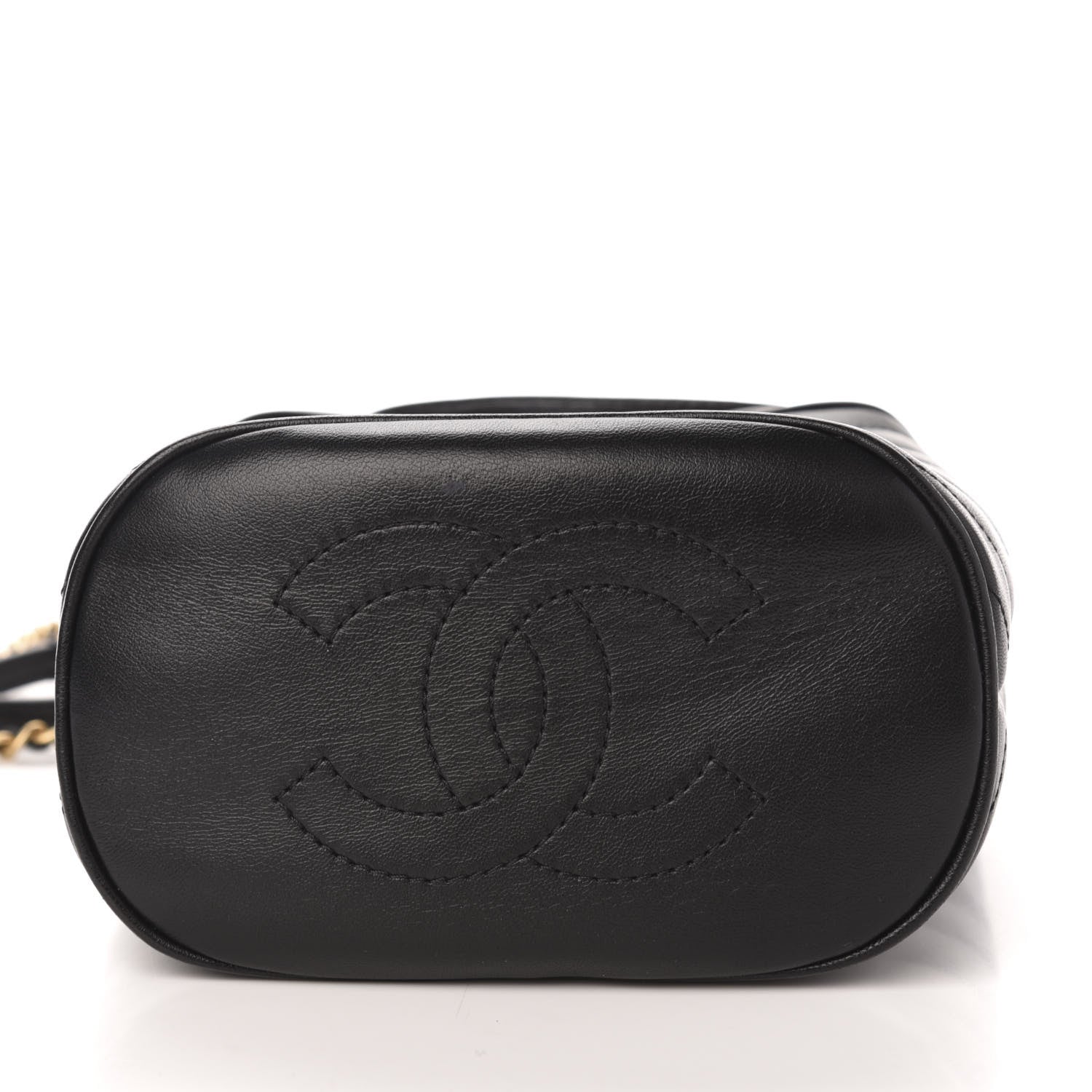Chanel Lambskin Chevron Quilted Handle With Chic Bucket Bag Black 10 of 13
