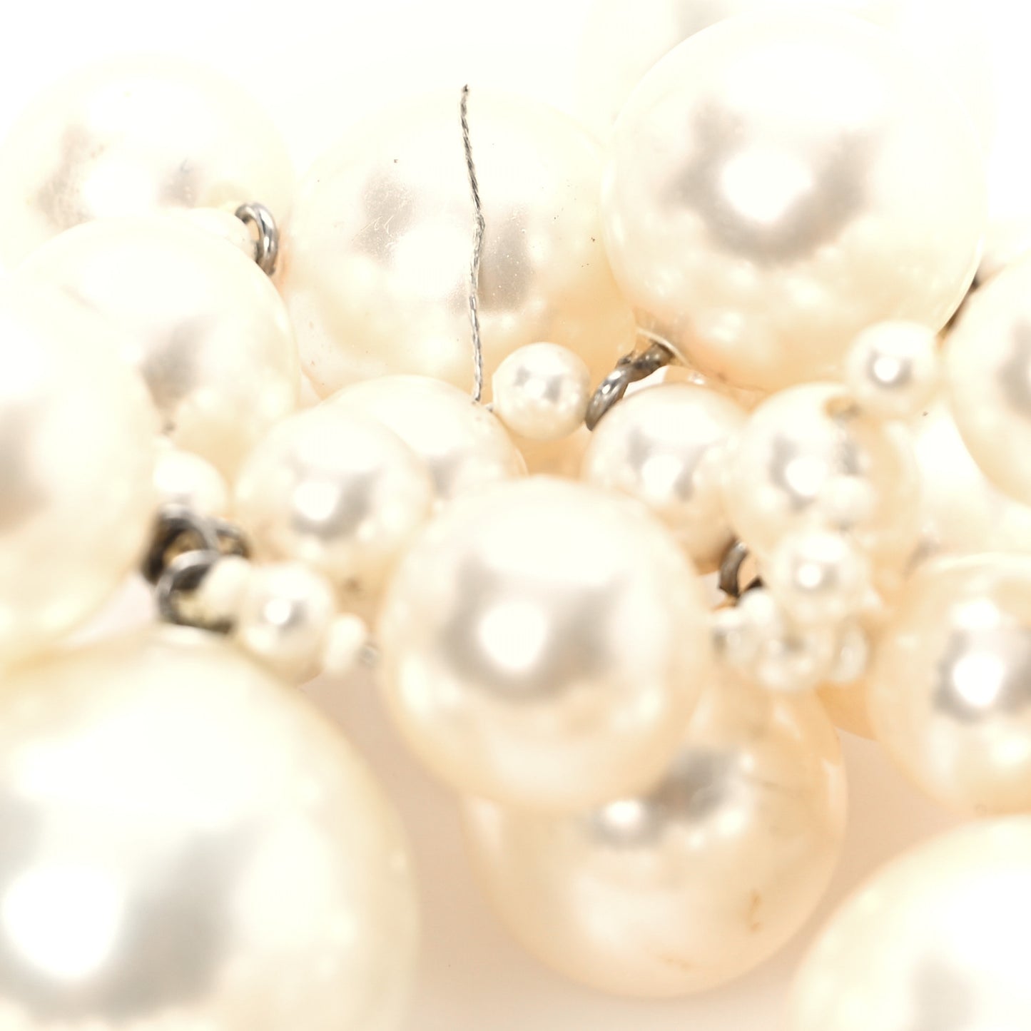 Pearl CC Cluster Necklace Silver