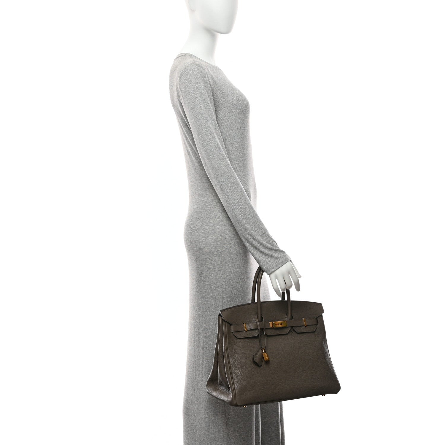 Hermes Taurillon Clemence Birkin 35 Etain 2 of 10