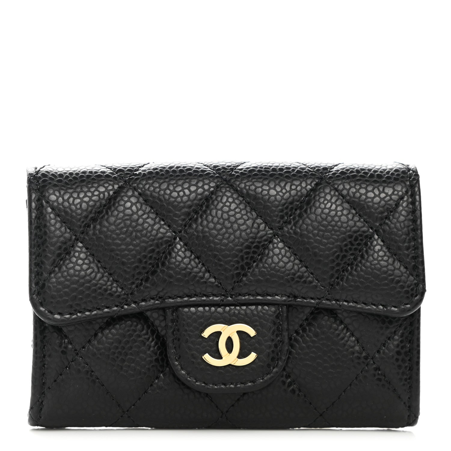 Chanel Caviar Quilted Flap Card Holder Wallet Black 1 of 9