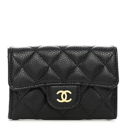 Chanel Caviar Quilted Flap Card Holder Wallet Black 1 of 9