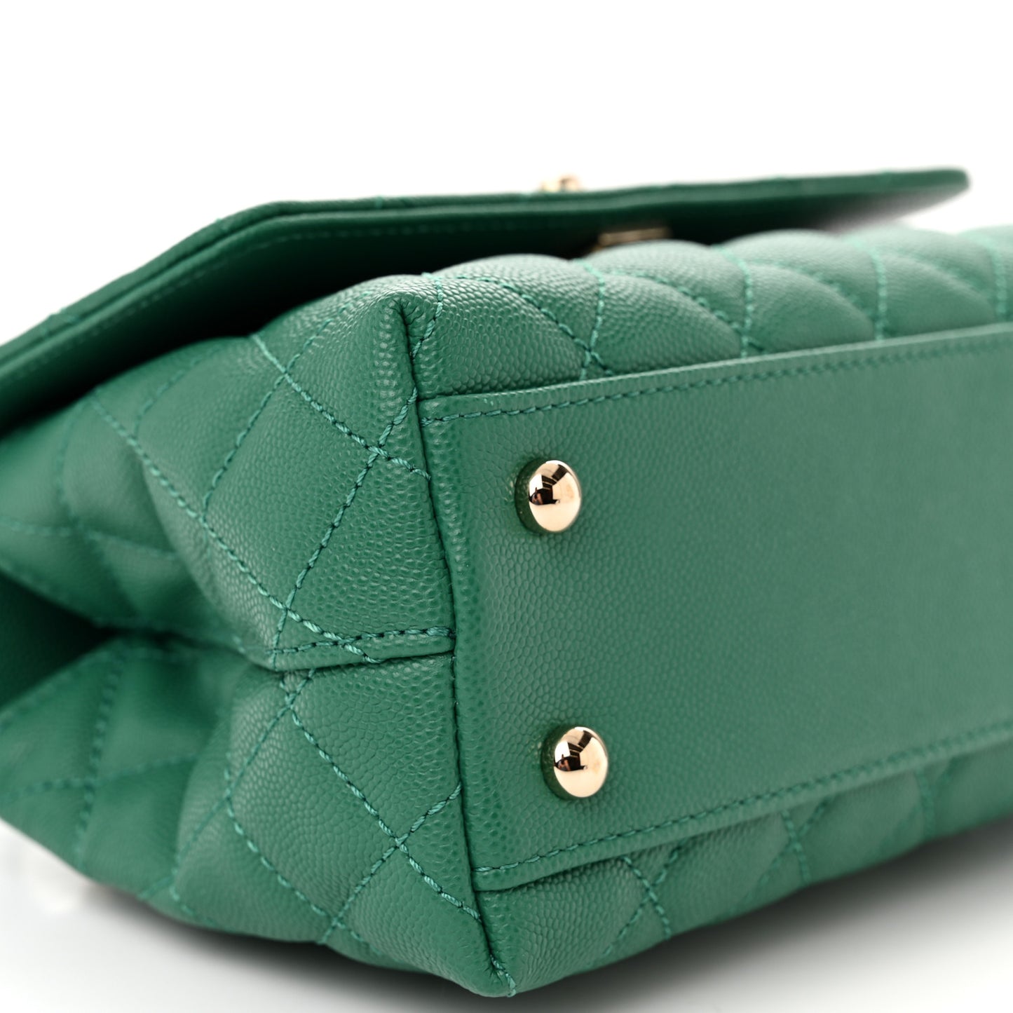 Caviar Quilted Mini Coco Handle Flap Green
