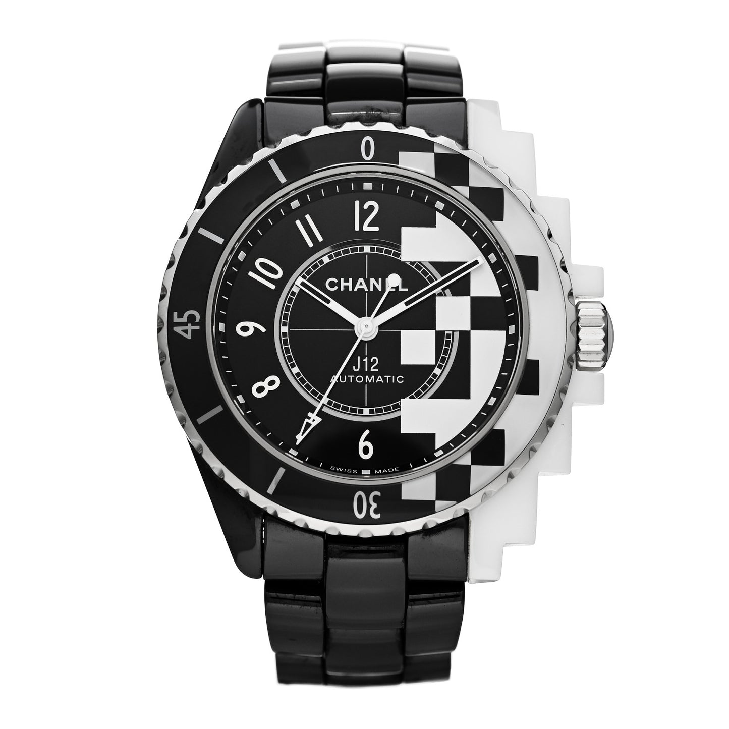 Stainless Steel Ceramic 38mm J12 Cybernetic Automatic Watch Black
