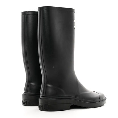 Chanel Caoutchouk CC High Boots 37 Black 4 of 8