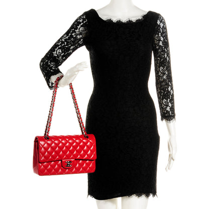 Chanel Lambskin Quilted Medium Double Flap Red 2 of 9