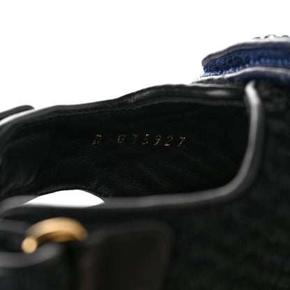 Chanel Knit Fabric Velcro Dad Sandals 38 Black Dark Blue Light Blue 8 of 9