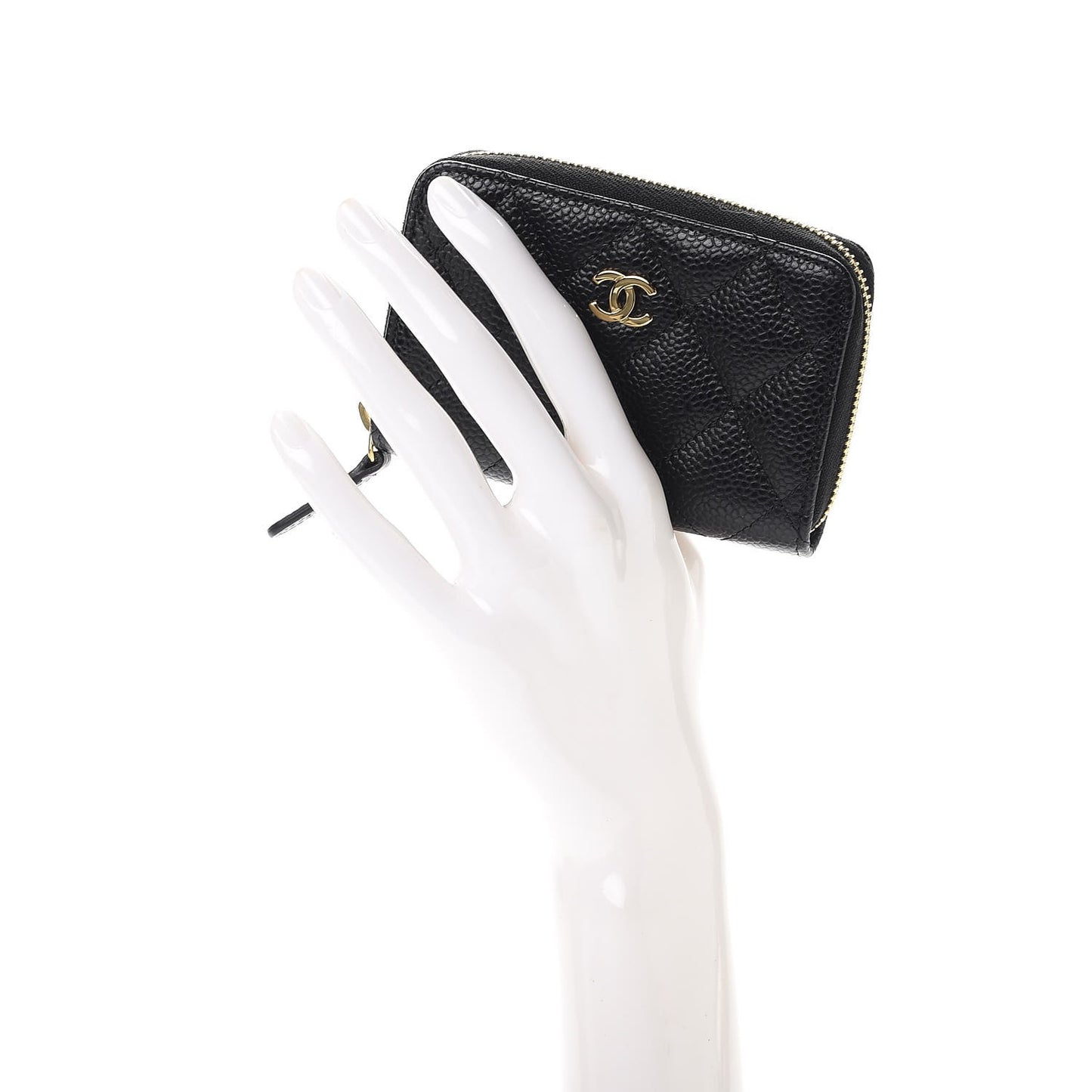 Caviar Quilted Zip Coin Purse Black