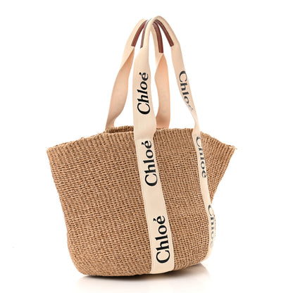 Chloe Raffia Large Woody Tote White 3 of 9
