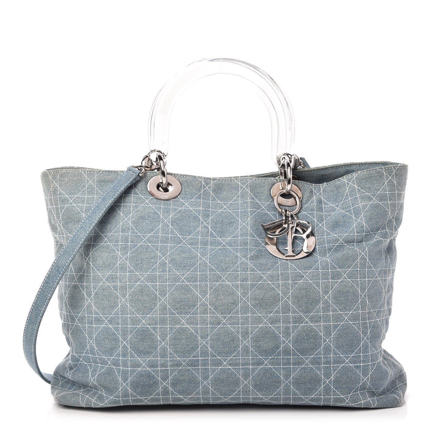 Denim Cannage Large Lady Dior Light Blue