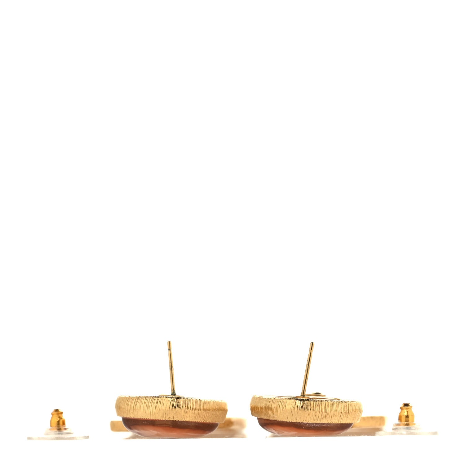 Chanel CC Tags Drop Earrings Gold Pink 3 of 5