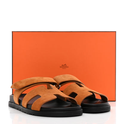 Hermes Suede Goatskin Womens Chypre Sandals 38.5 Naturel 9 of 9