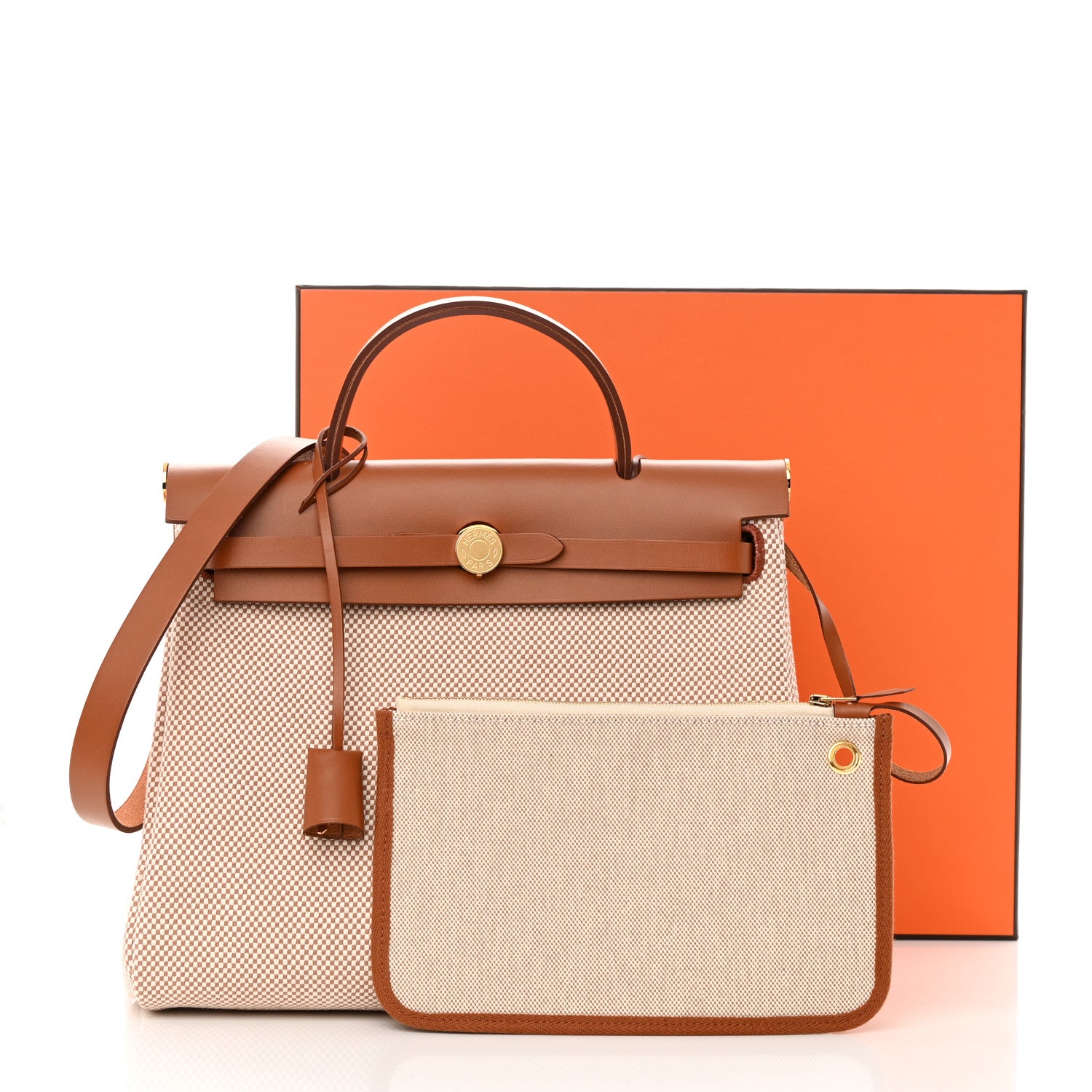 Hermes Vache Hunter Criss Viking Herbag Zip Retourne 31 PM Ecru Beige Naturel 14 of 14