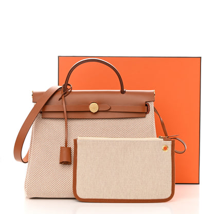 Hermes Vache Hunter Criss Viking Herbag Zip Retourne 31 PM Ecru Beige Naturel 14 of 14