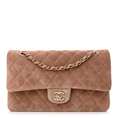 Chanel Suede Quilted Medium Double Flap Light Pink 1 of 10