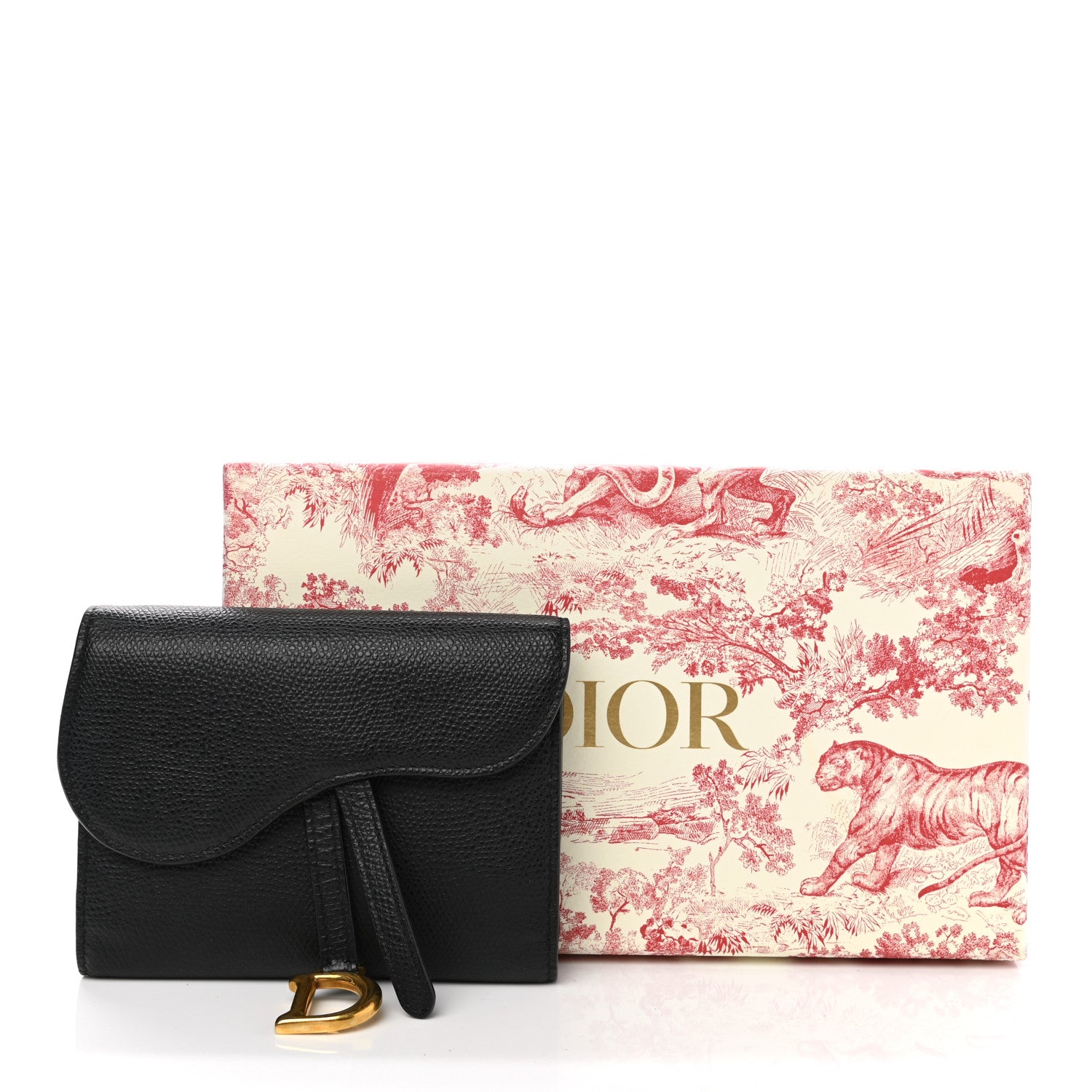 Christian Dior Grained Calfskin Saddle Wallet Lotus Black 10 of 10