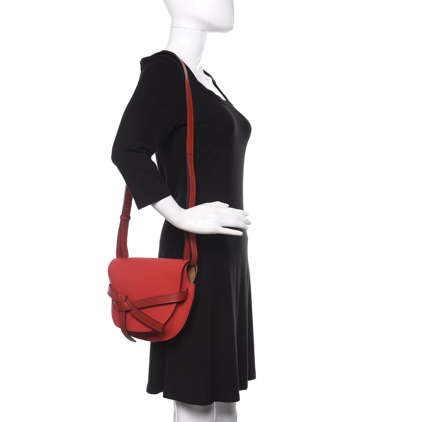 Soft Grain Calfskin Small Gate Crossbody Bag Scarlet Red Burnt Red
