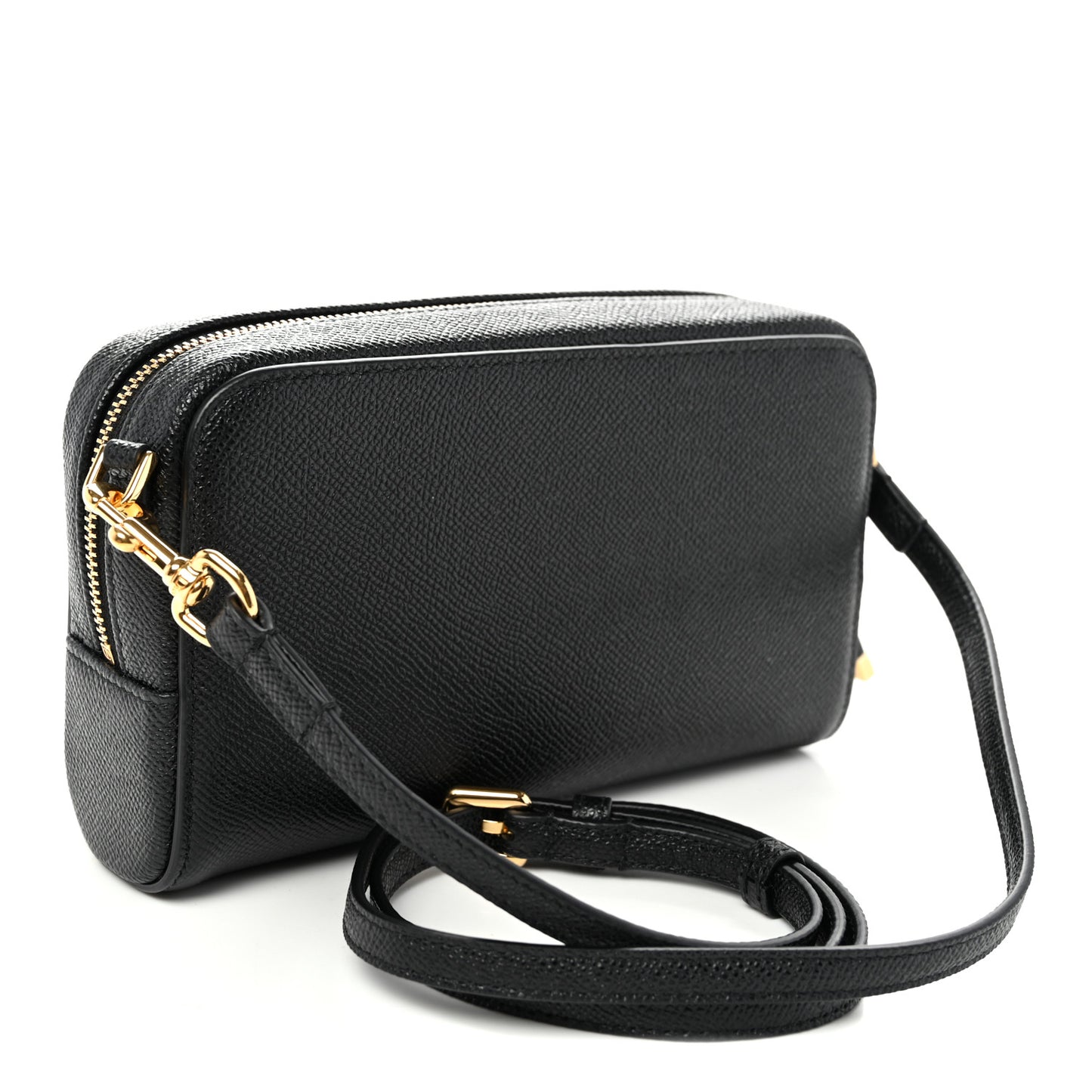Grained Calfskin Caro Double Pouch Black