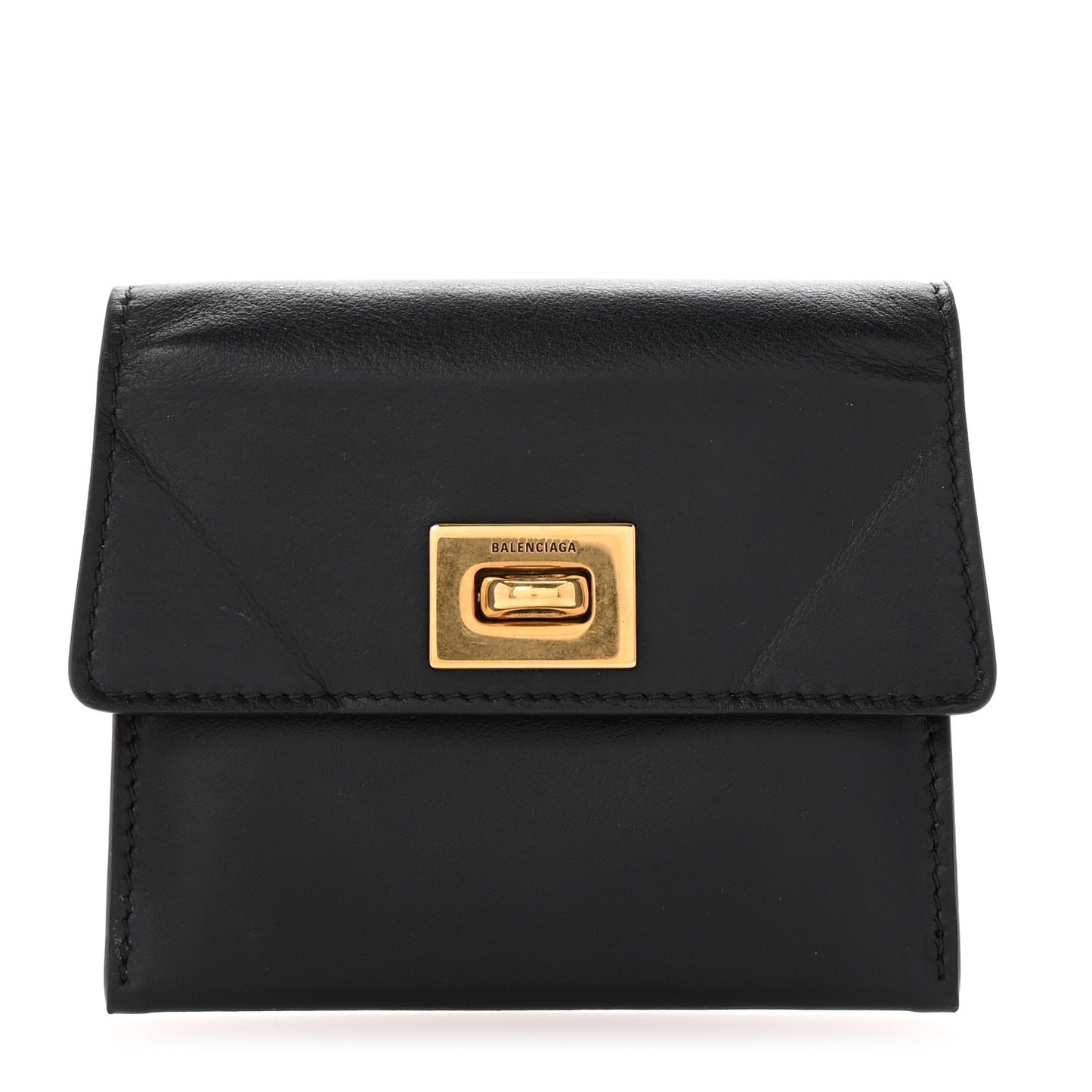 Natural Smooth Calfskin Rodeo Flap Wallet Black