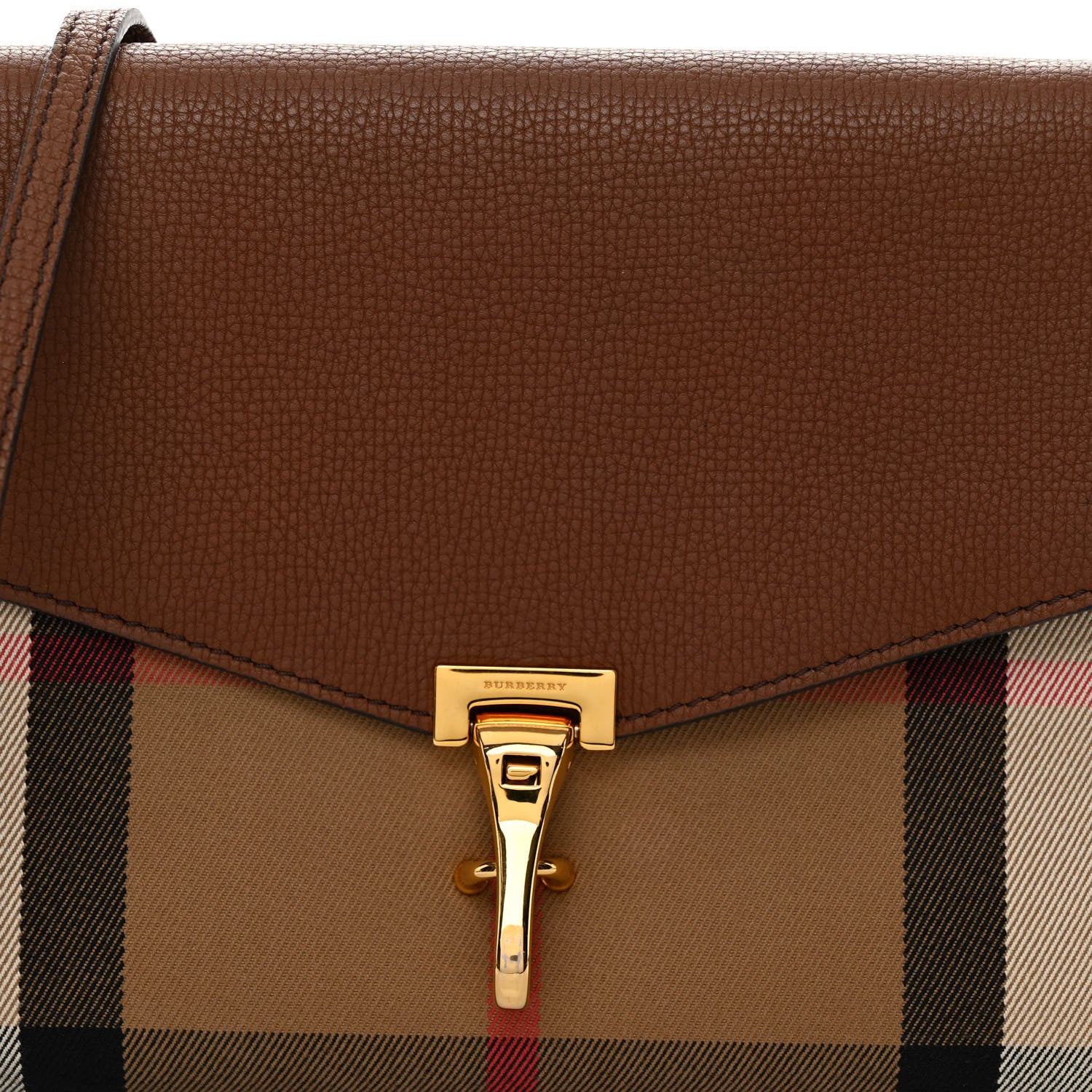 Burberry Derby Calfskin House Check Small Macken Crossbody Bag Tan 7 of 9